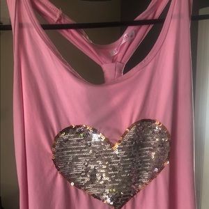 Super soft, racer back tank top with sequins